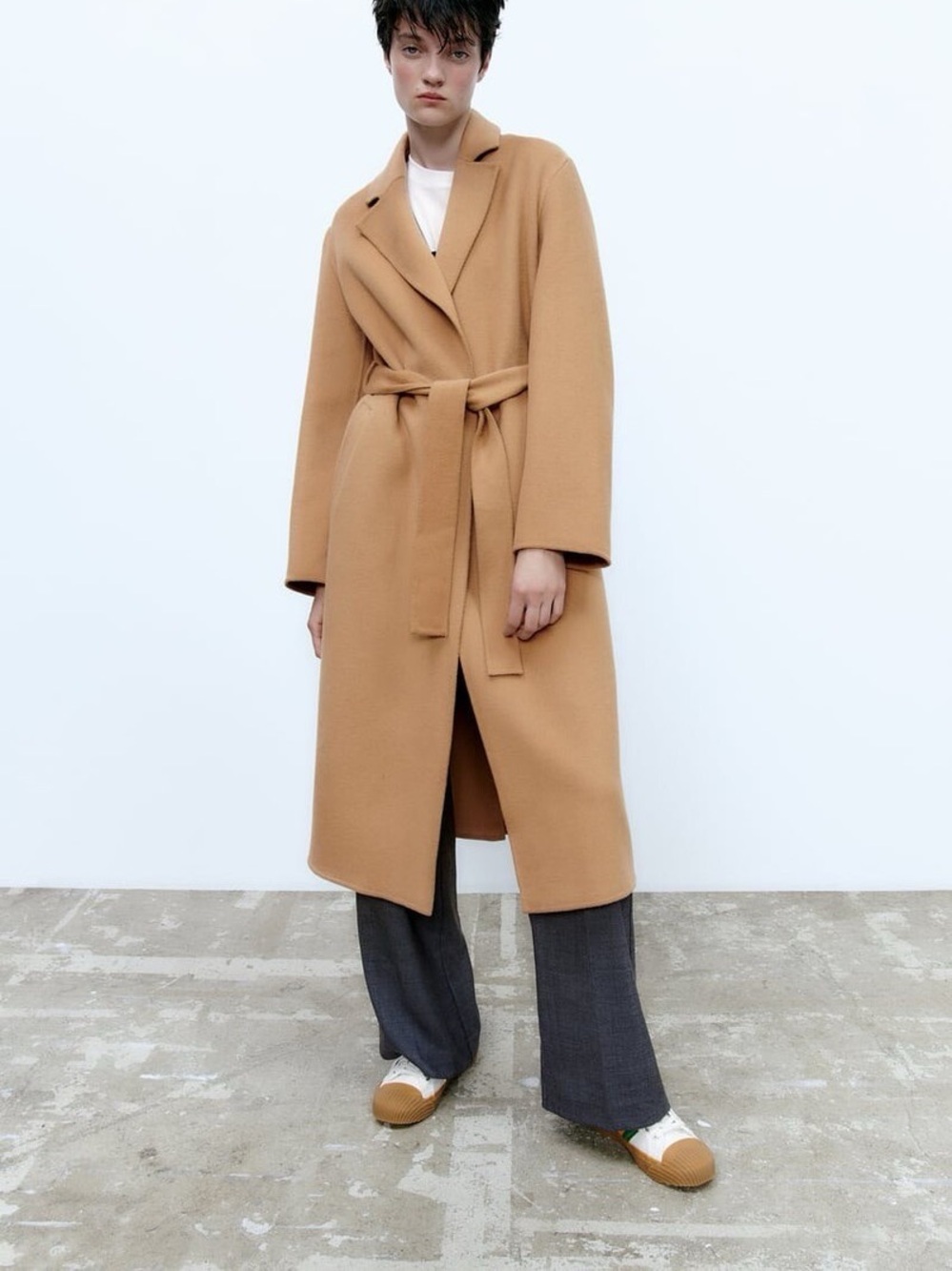 Zara Classic Camel Wrap Coat